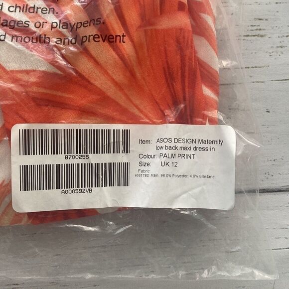 NWT- ASOS Design Maternity Low Back Maxi Dress in Palm Print Size 8 - Picture 5 of 5